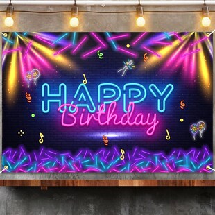 Fluorescence Backdrop Happy Birthday Party Decorations Kids