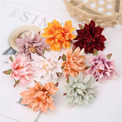 10Pcs Dahlia Flower Heads Artificial Flower For Home Decor F