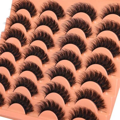 14 Pairs Natural Look False Eyelashes Thick Fluffy Faux Mink