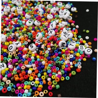 5000Pcs Beads Kit 3mm Glass Seed Beads Alphabet Letter