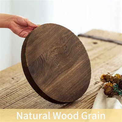Decorative Wooden Serving Tray Rustic Round Wood Plate Vinta