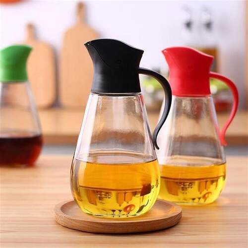 Glass oil pot 550ml automatic opening and closing oil bottle