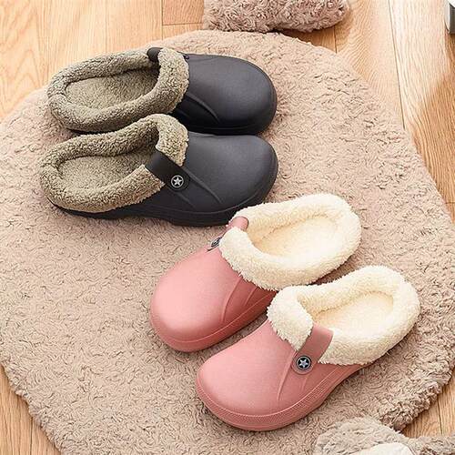 Winter Men's Home Slippers For Woman Plush Waterproof Wa