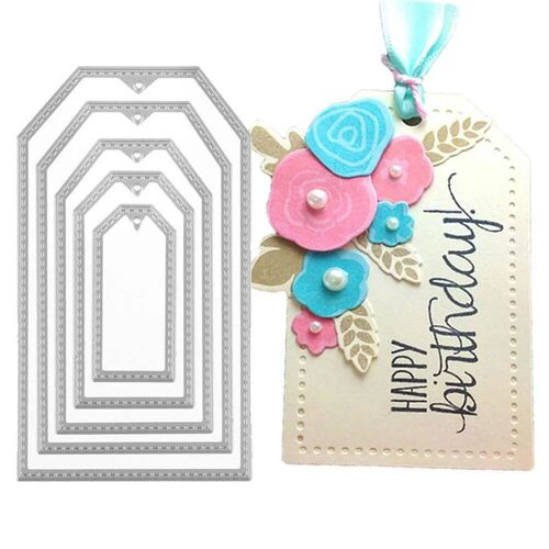 5Pcs/set Label Frame Christmas Tag Stencils Scrapbooking Pho