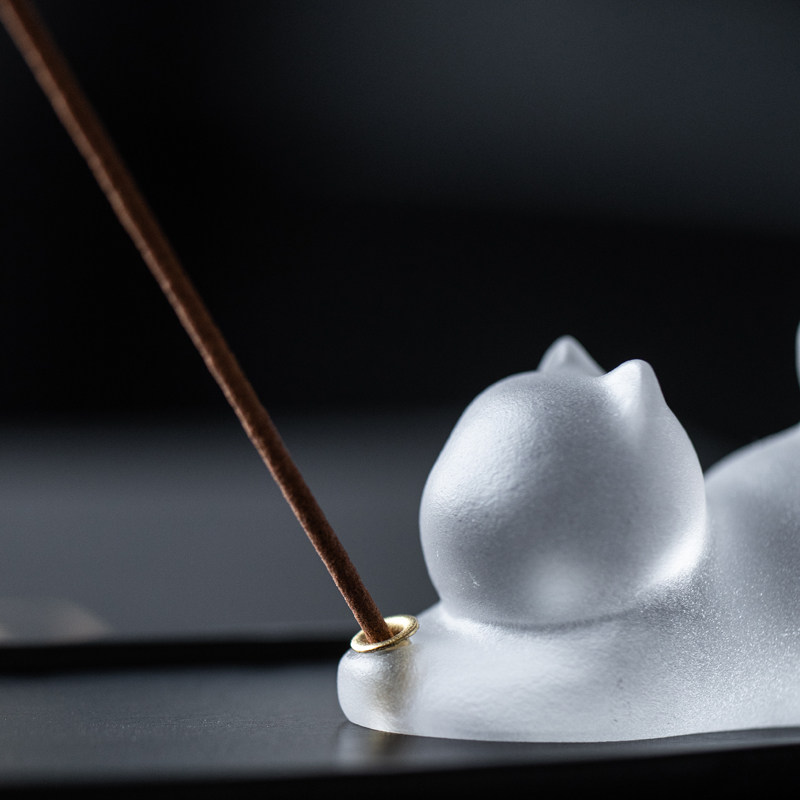 一笑间猫香插香座线香插创意可爱小猫咪琉璃香薰炉摆件,家居饰品,香薰炉,淘宝优惠券,粉丝福利购,淘宝优惠卷