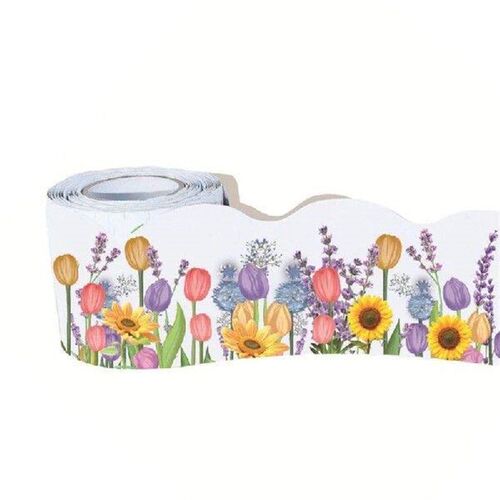 Adhesive Bulletins Board Border Trim Colorful Flower Theme