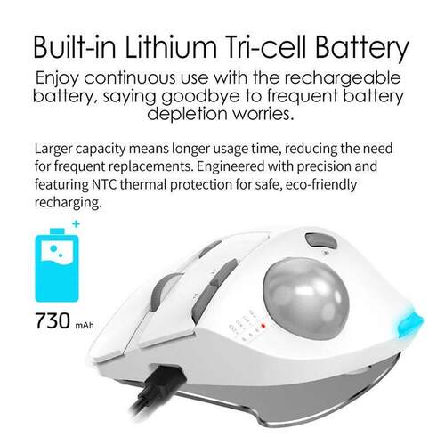 Ergonomic 2.4G Dual Model Rechargeable Wirelss Trackball Mou