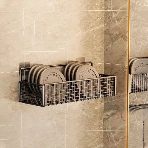 1pc Toilet Storage Rack Bathroom Wall Shower Restroom Punch-