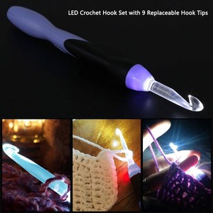 9PCS Crochet Hook 2.5-6.5MM Light Up Crochet Hook USB Rechar