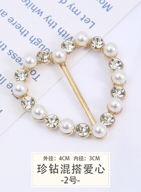 Pearl Rhinestone Waist Buckle Button Metal Button for Clothi