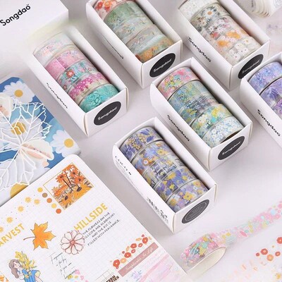 5Rolls Kawaii Transparent Sticker Tape DIY Decorative Materi