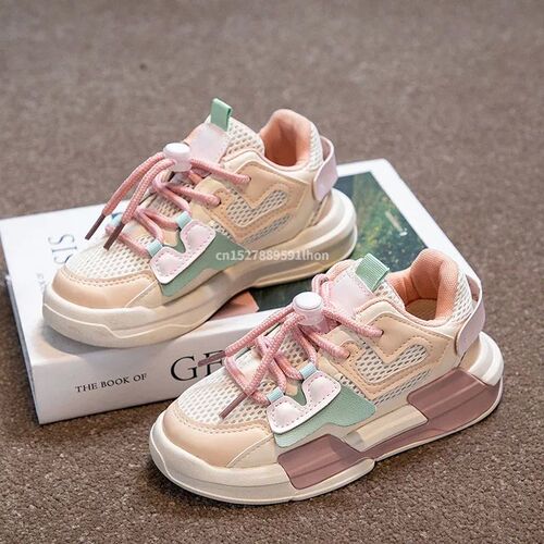 2023 Spring Children Girl Pink Shoes Autumn Mesh Breathable