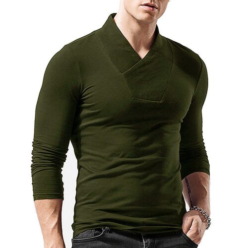 Men's long sleeved high collar fashion bottoming shirt T
