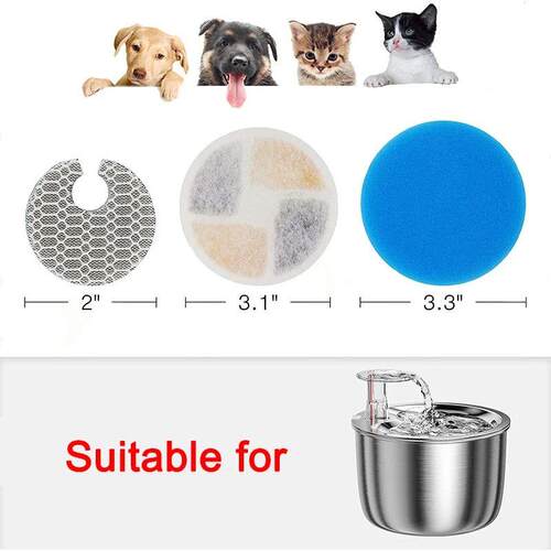 8 Sets WF150 Cat Water Fountain Filters Replacement for Stai