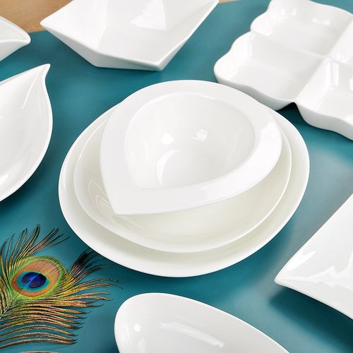 白色骨瓷餐具饭店创意陶瓷家用餐厅酒店沙拉碗凉菜拼盘异形冷菜盘