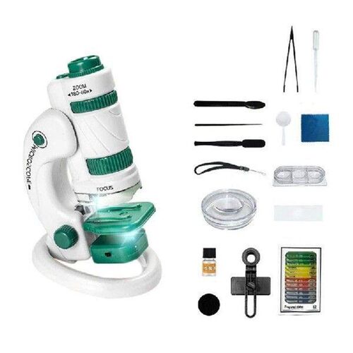 Kids Science Microscope Kit 60-180X Educational Mini Pocket