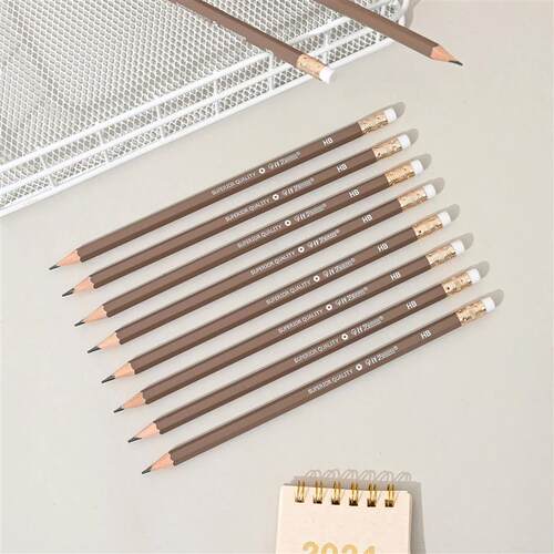 12Pcs/set Monochrome HB Student Pencil with Eraser Pre Sharp