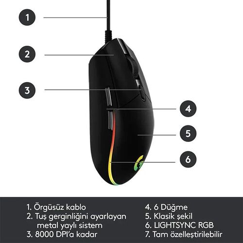 Logitech G102 Mouse USB Wired Gaming Mouse 8000 DPI Rainbow