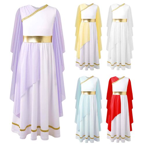 Girls Athena Costume Greek Princess Dress Ancient Greece Rom