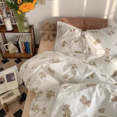 4 pcs bed sheets set beddings cotton flat sheet pillowcases