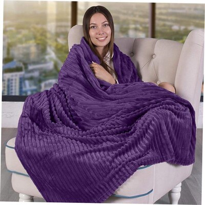 Throw Blanket for Couch Plush Fluffy Warm Cozy法兰绒毯子加厚