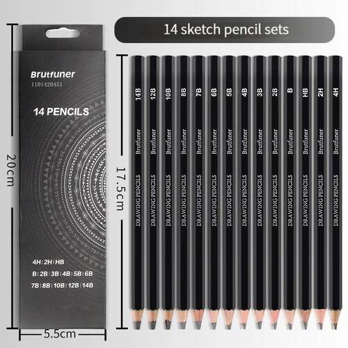 14Pcs Professional Sketch Pencil Set HB 2H 4H B 2B 3B 4B 5B