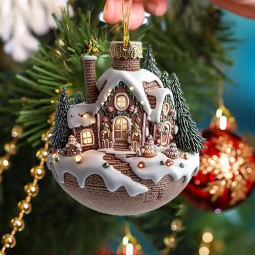 Coffee Cup Ornaments Christmas Tree Pendant 2D Acrylic Chris