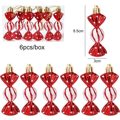 6pcs Christmas Lollipop Candy Cane Pendant Xmas Tree Hanging