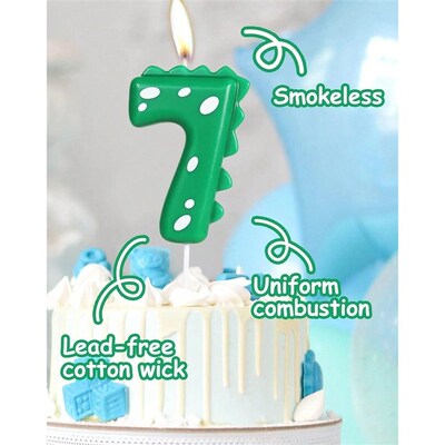 Dinosaur Birthday Candle,0-9 Green Number Candle for Dinosau