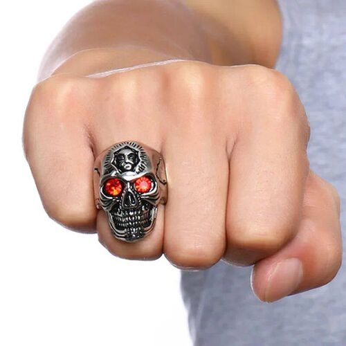Classic Skeleton Men Rings Skull Red Eyes Accessories Creati