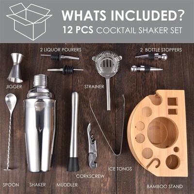 Bartender Kit  Cocktail Shaker Set Mixed Drink Bar Tool Set