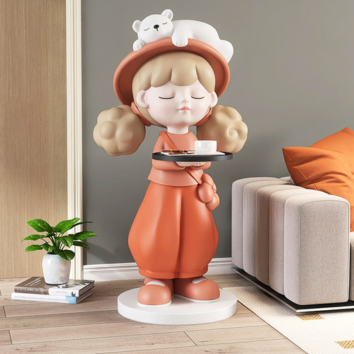 奶油风女孩大型客厅落地摆件家居饰品电视柜沙发旁床头柜乔迁新居