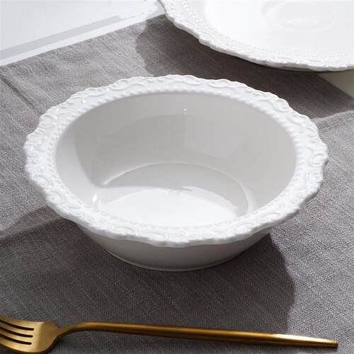 Relief ceramic tableware set, retro style dining plate, West
