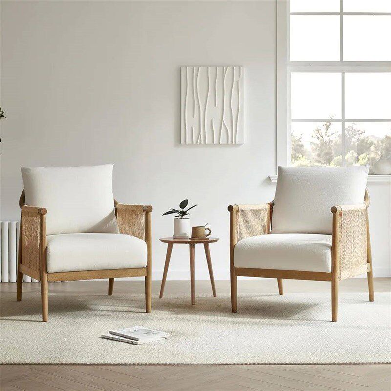 CHITA Braid Accent Chair, Modern Armchair with Solid Wooden - 实物图
