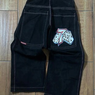 Embroidery Jeans Women Men Pattern Rock Hop Hip Baggy Jnco