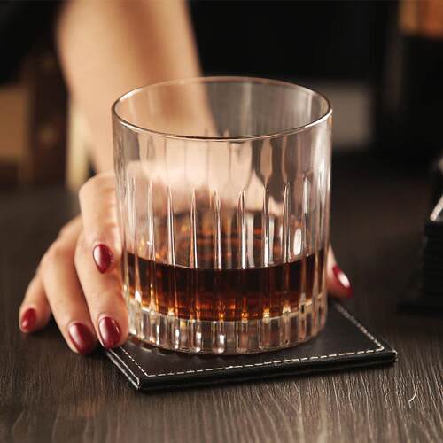 Black leather coasters Premium cocktail mat non-slip coaster
