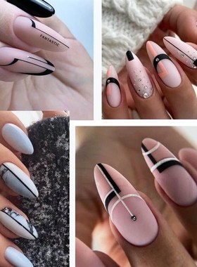 3D Nail Art Sticker Decal Geometric Line French Nails Leaves
