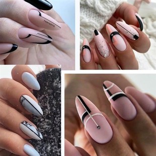 3D Nail Art Sticker Decal Geometric Line French Nails Leaves