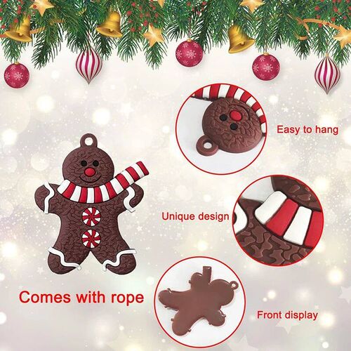 12Pcs Christmas Wooden Pendants Gingerbread Man Xmas ree Han