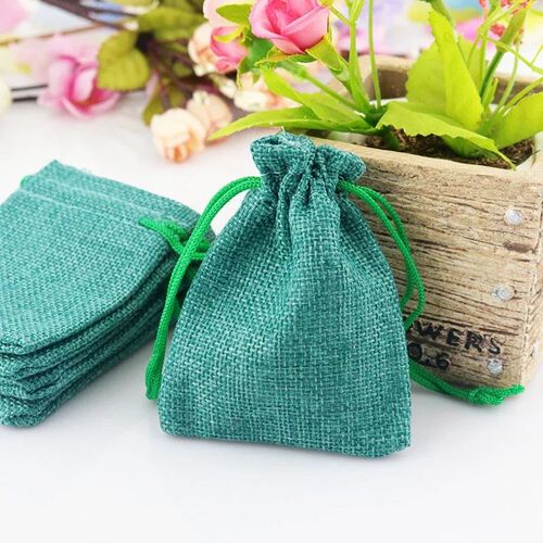 Hot 50 Pcs/Lot 7*9cm Khaki Color Natural Burlap Linen Jewelr