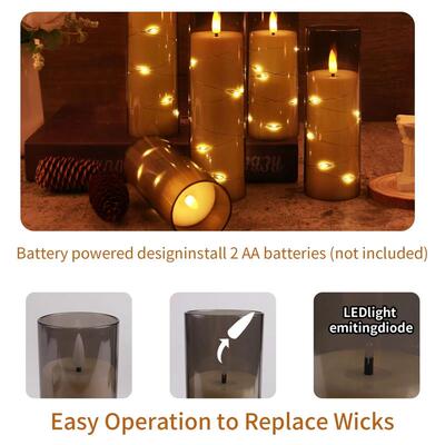 Set Of 5 Flameless LED Candles With Embedded Star String Lig