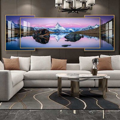 Modern atmosphere living room sofa background wall decorativ