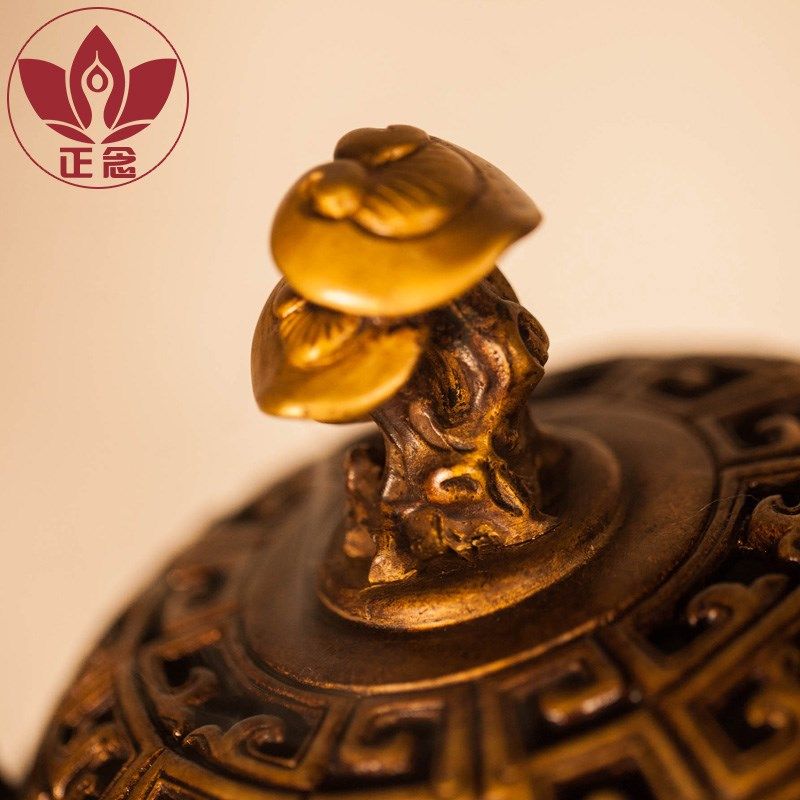 正念巧生炉铜炉名家陈巧生制灵芝钮三足鼎熏炉仿古宣德炉熏香C37,家居饰品,香薰炉,淘宝优惠券,粉丝福利购,淘宝优惠卷