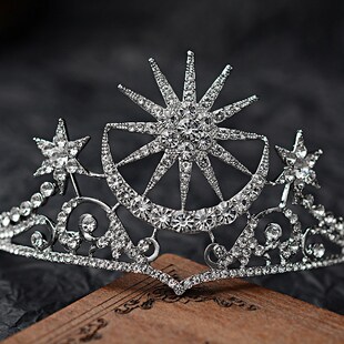 Baroque Star Crown Crystal Bridal Tiaras Rhinestone Pageant