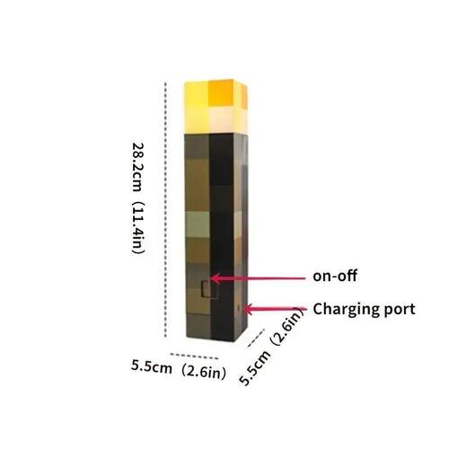 MC Game Torch Light Brownstone LED Night Light USB Rechargea