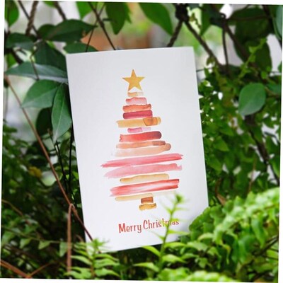 4pcs Christmas Tree Cards, Blessing Cards, Christmas Cards