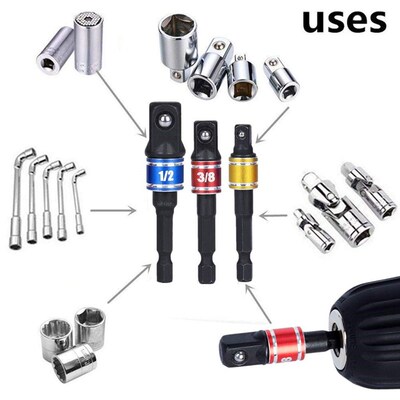 Impact Grade Driver Socket Adapter Extension Set With 105 De