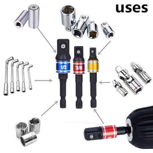 Impact Grade Driver Socket Adapter Extension Set With 105 De