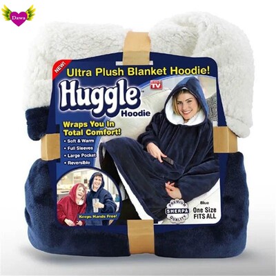 Plush Fleece Sherpa Blanket Warm Pocket Hoodie TV Blankets