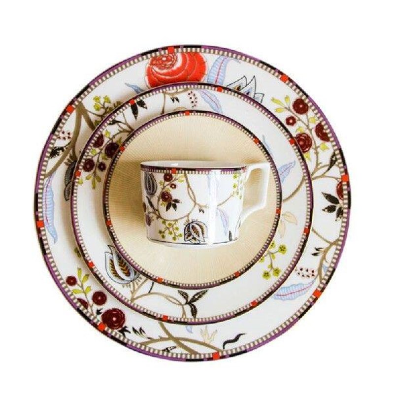 Bone China Dinner Plate Set, Ceramic Cup and Saucer, Retro - 实物图